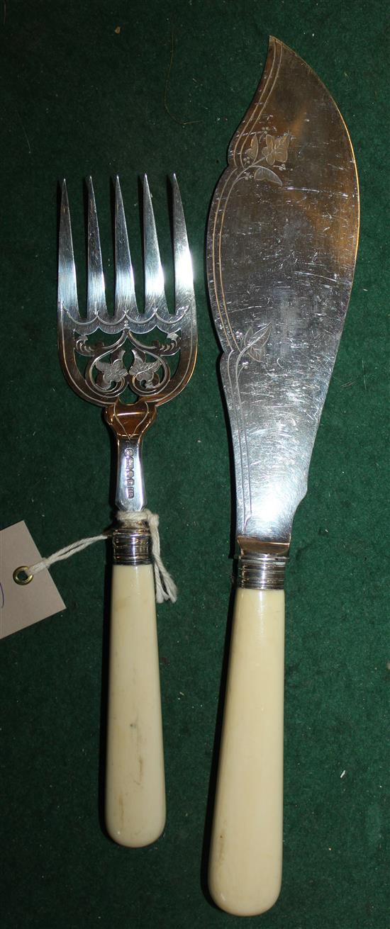 Pair Victorian silver fish servers(-)